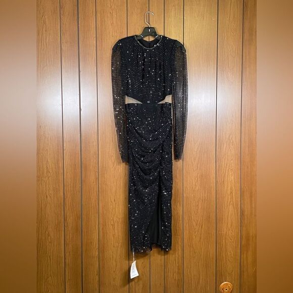 Self-Portrait  Diamante Fishnet Midi-Dress size 4 - Picture 12 of 16